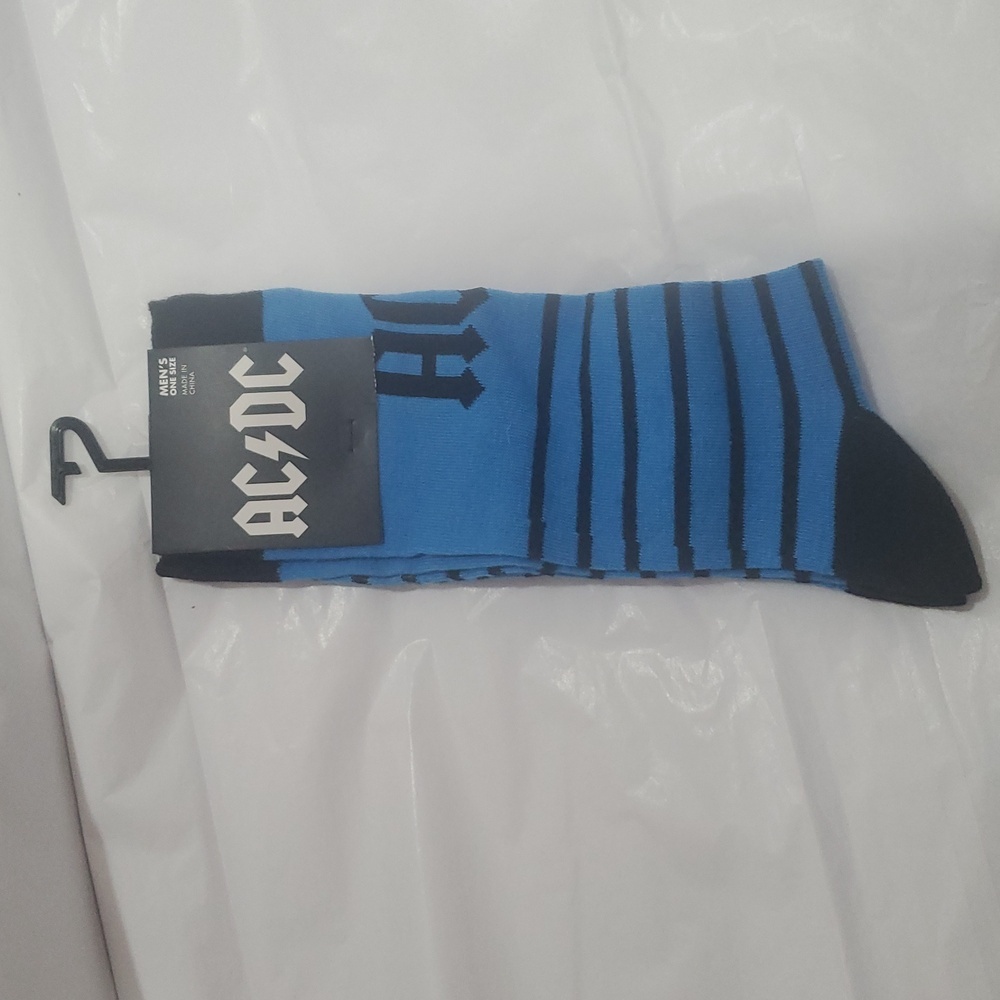 AC/DC blue black stripe men's‎ crew socks new